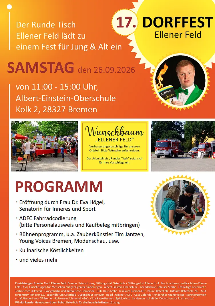 Offizieller Flyer Ellener Dorffest 2026